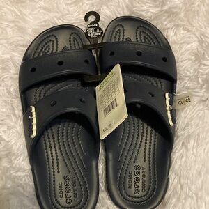 CROCS Navy Two-Strap Slide Sandals